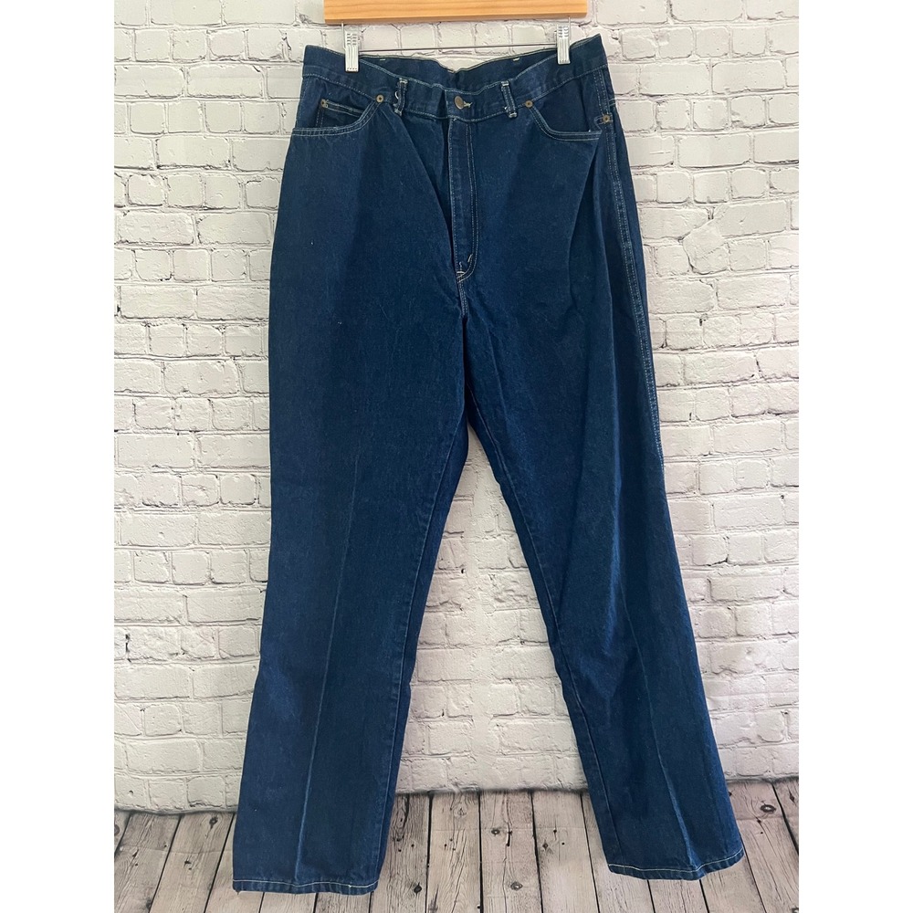 Vintage Chic SZ 36 Dark Wash Straight Leg Western V-Yoke 80's High Waisted Jeans